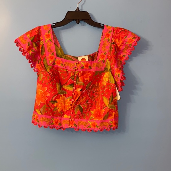 FARM Rio Solar Forest Square Neck Cotton Blouse NWT size medium - Picture 5 of 15